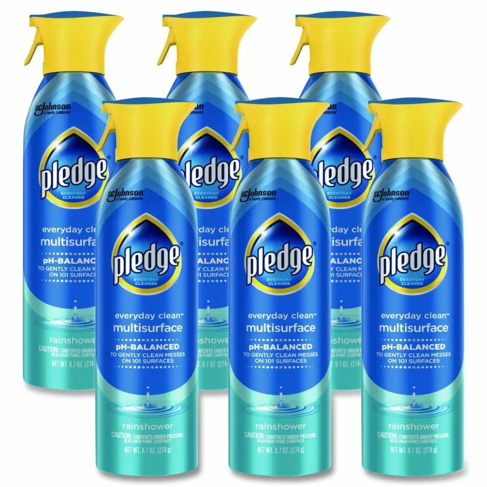 Pledge Multi-Surface Everyday, Rainshower Scent, 9.7 oz Aerosol Spray, 6/Carton