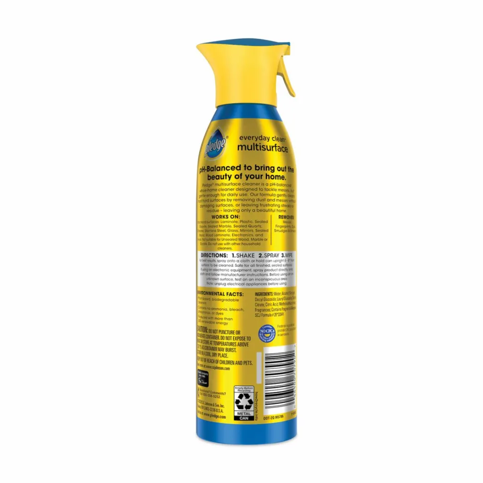Pledge Multi-Surface Everyday, Rainshower Scent, 9.7 oz Aerosol Spray, 6/Carton