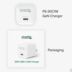 Plugable GaN USBC Charge Block 30W White