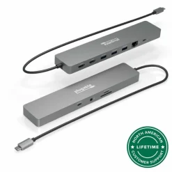 Plugable 11-in-1 USB-C Hub 100W USB-C Pass-through, Laptop Docking Station Dual Monitor with 4K 60Hz HDMI