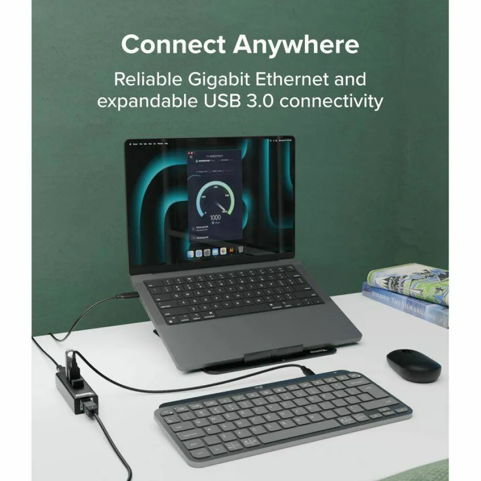 Plugable 3-Port USB 3.0 Hub with Gigabit Ethernet | Compatible with Windows, macOS, Linux, and ChromeOS