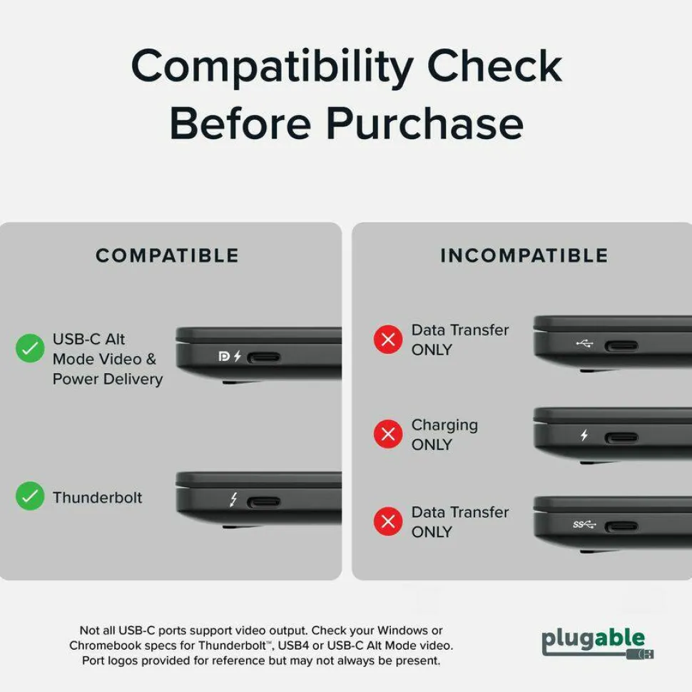 Plugable USB C Portable Monitor 15.6 Inch, 100W Pass-Through Charging for Your Laptop Smartphone Tablet