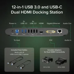 Plugable USB 3.0 Universal Laptop Docking Station for Windows and Mac