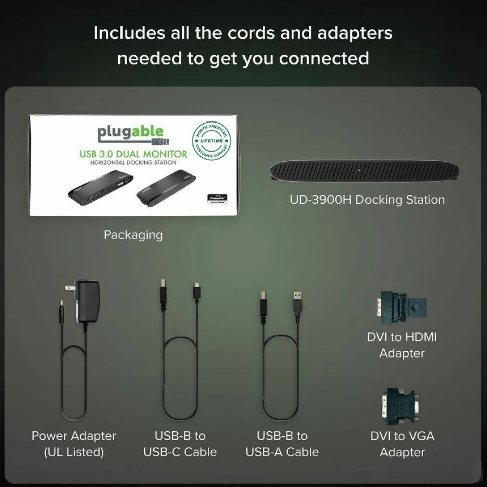 Plugable USB 3.0 Universal Laptop Docking Station for Windows and Mac