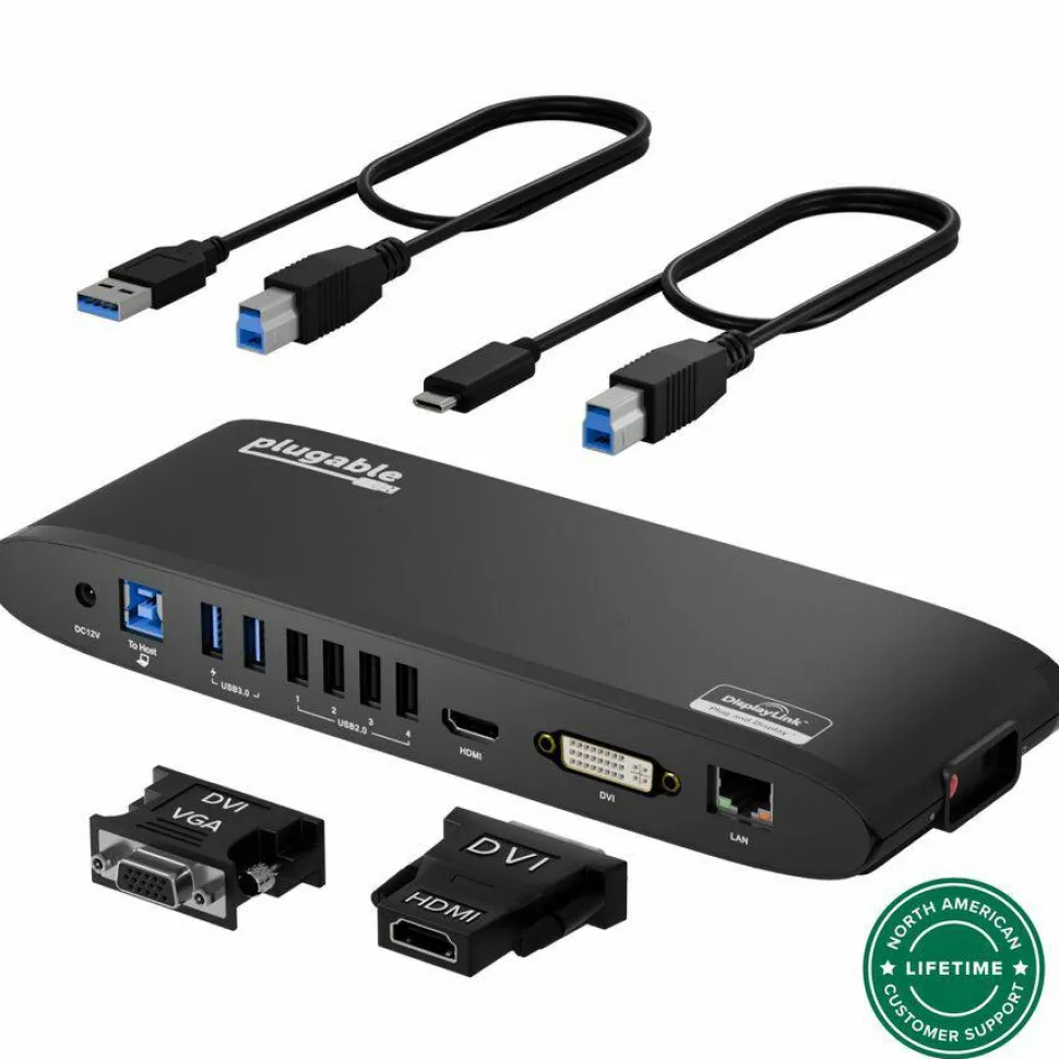 Plugable USB 3.0 Universal Laptop Docking Station for Windows and Mac