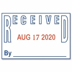 2000 PLUS Date Message Dater Stamp Paid, Faxed, Received, Entered Stamp, Self-Inking 4-in-1 Date Message Dater Stamp, Blue and Red Ink