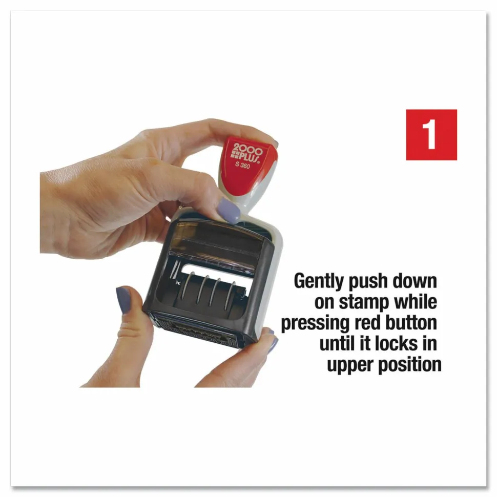 2000 PLUS Date Message Dater Stamp Paid, Faxed, Received, Entered Stamp, Self-Inking 4-in-1 Date Message Dater Stamp, Blue and Red Ink