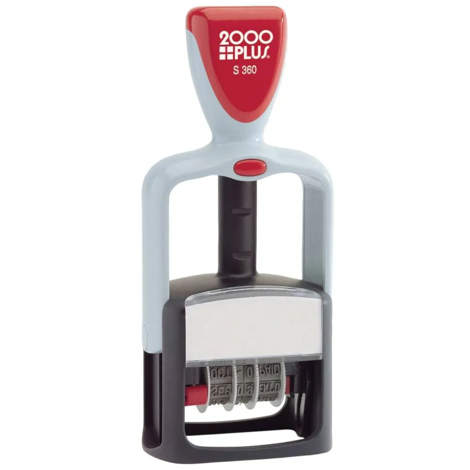 2000 PLUS Date Message Dater Stamp Paid, Faxed, Received, Entered Stamp, Self-Inking 4-in-1 Date Message Dater Stamp, Blue and Red Ink