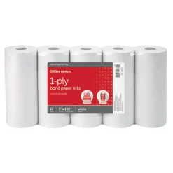 1-Ply Bond Paper Rolls, 3" x 128', White, Pack Of 10