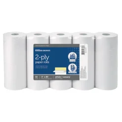 2-Ply Paper Rolls, 3" x 85', Canary/White, Pack Of 10