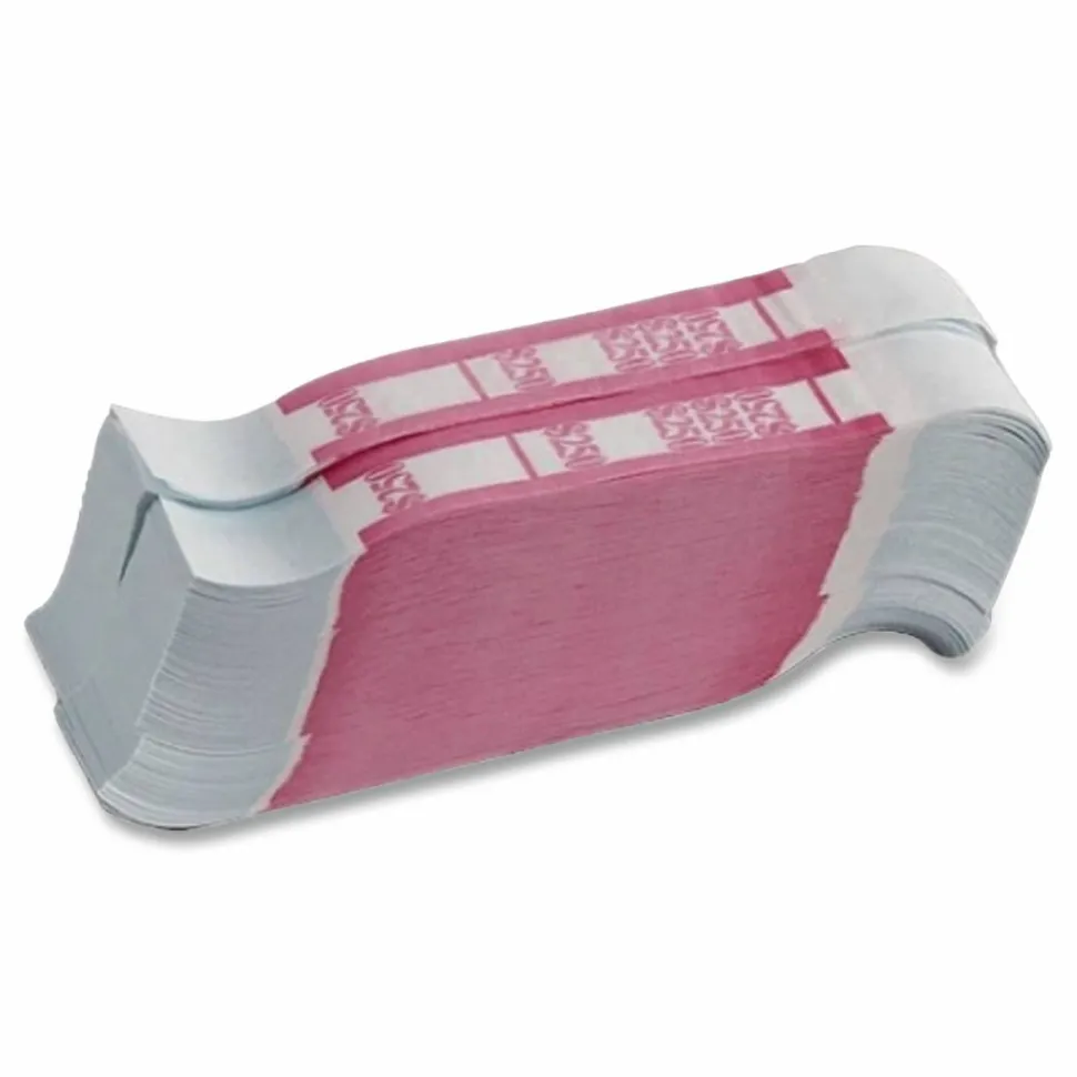 PM Company Currency Bands, $250.00, Cerise, Pack Of 1,000