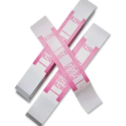 PM Company Currency Bands, $250.00, Cerise, Pack Of 1,000