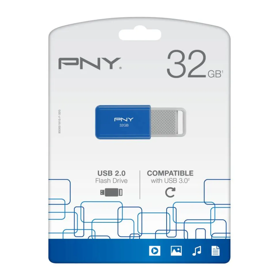 PNY USB 2.0 Flash Drive, 32GB, Assorted Colors