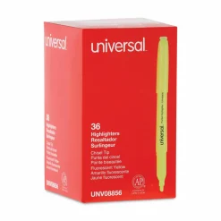 Pocket Highlighter Value Pack, Fluorescent Yellow Ink, Chisel Tip, Yellow Barrel, 36/Pack