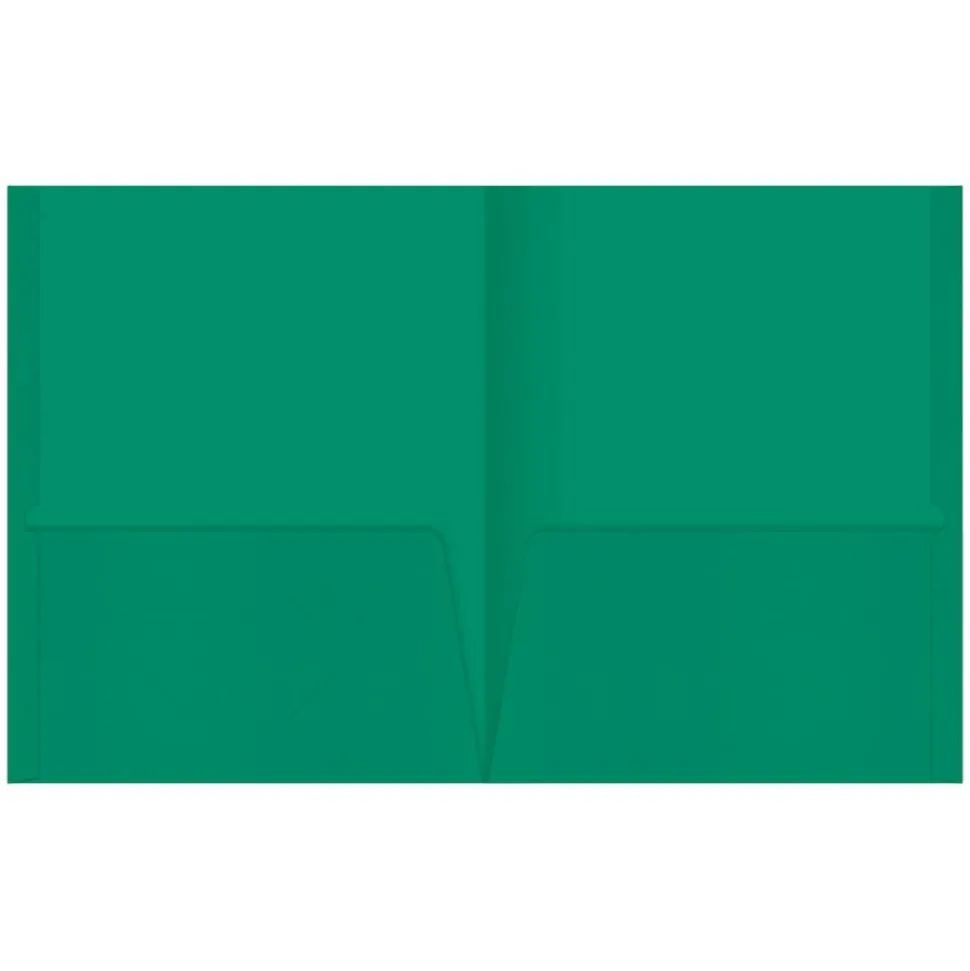 2-Pocket Paper Folders, Green, Pack Of 25