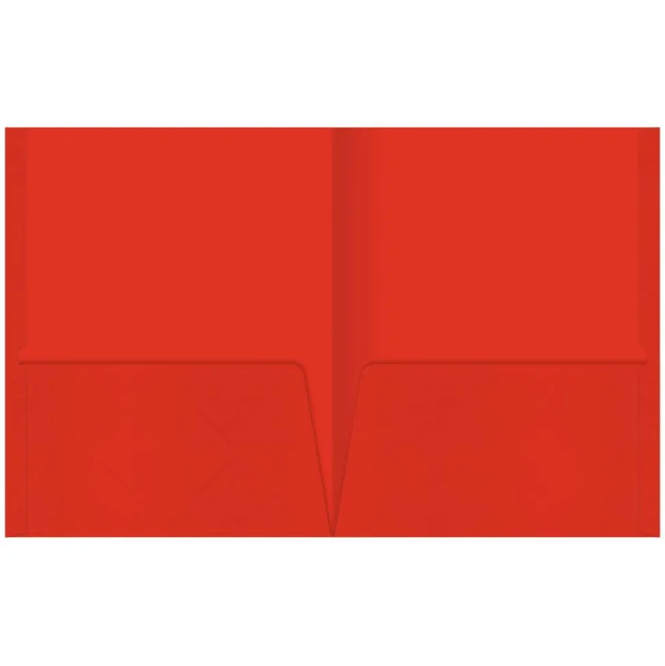 2-Pocket Paper Folders, Red, Pack of 25