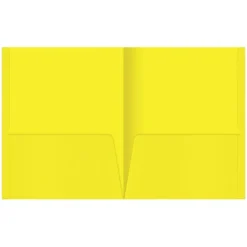 2-Pocket Paper Folders, Yellow, Pack Of 25