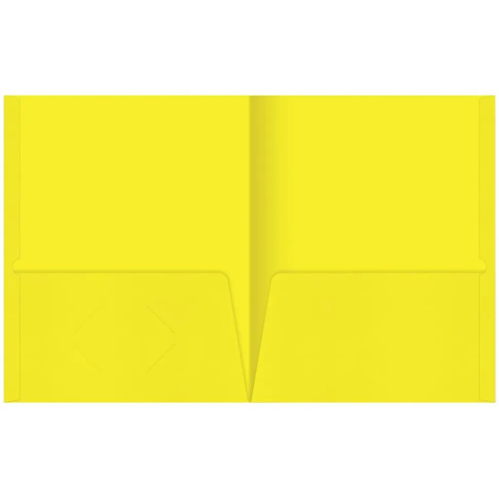 2-Pocket Paper Folders, Yellow, Pack Of 25