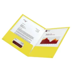 2-Pocket Paper Folders, Yellow, Pack Of 25