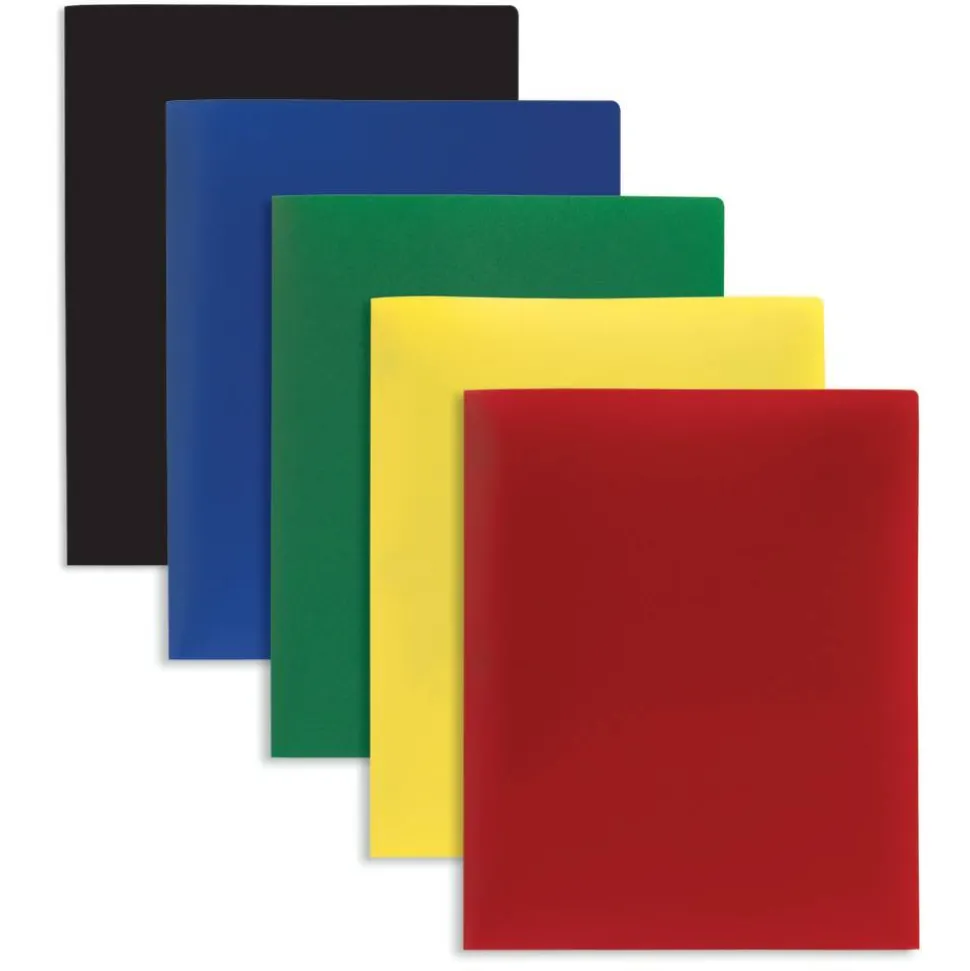2-Pocket Poly Folders, Letter Size, Assorted Colors, Pack Of 10