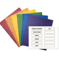 2-Pocket Poly Portfolios With Subject Labels, Letter Size, Assorted Colors, Pack Of 6