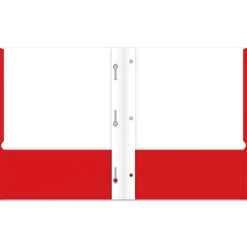 2-Pocket School-Grade Paper Folder with Prongs, Letter Size, Red