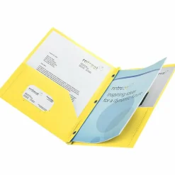 2-Pocket School-Grade Poly Folder with Prongs, Letter Size, Yellow