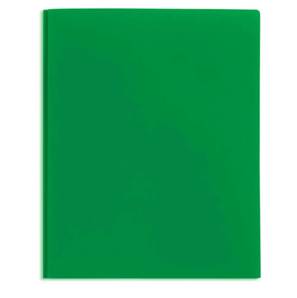 2-Pocket School-Grade Poly Folder with Prongs, Letter Size, Green