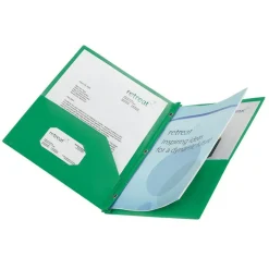 2-Pocket School-Grade Poly Folder with Prongs, Letter Size, Green