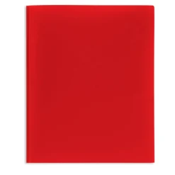 2-Pocket School-Grade Poly Folder with Prongs, Letter Size, Red