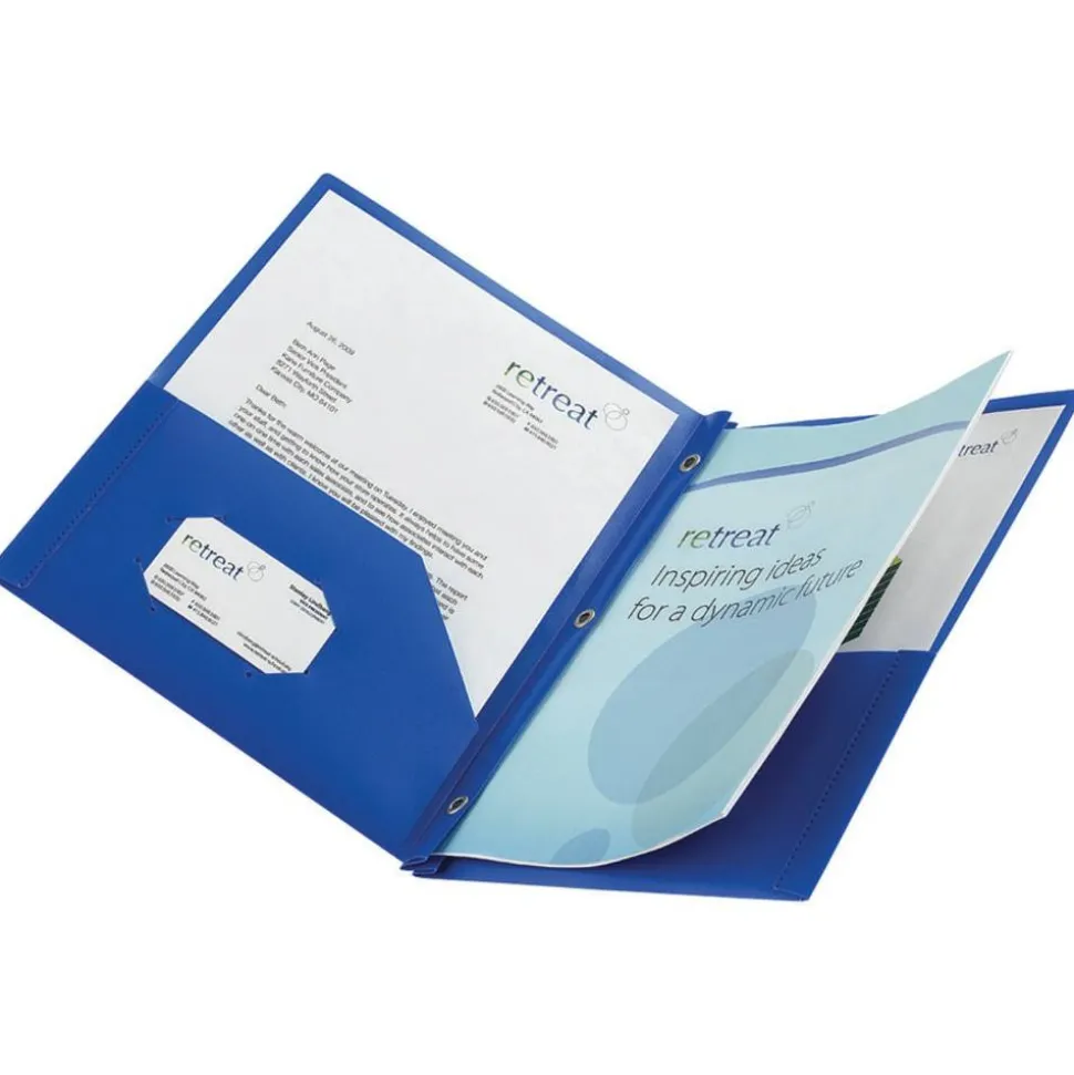 2-Pocket School-Grade Poly Folder with Prongs, Letter Size, Blue