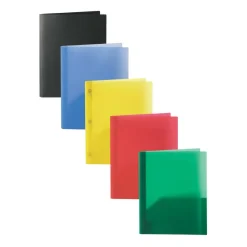 2-Pocket School-Grade Poly Folder with Prongs, Letter Size, Assorted Colors, Pack Of 10