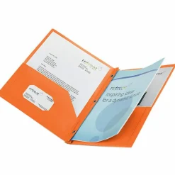 2-Pocket School-Grade Poly Folder with Prongs, Letter Size, Orange