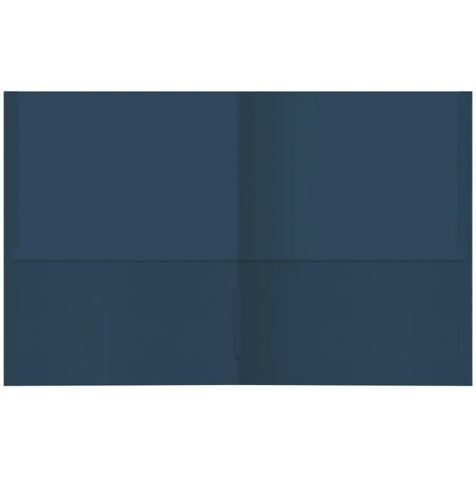 2-Pocket Textured Paper Folders, Dark Blue, Pack Of 25