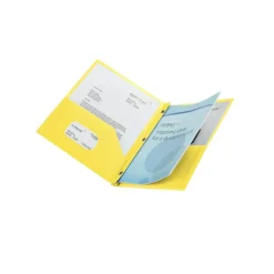 Poly 2-Pocket Portfolio With Fasteners, Yellow