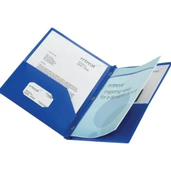 Poly 2-Pocket Portfolio With Fasteners, Blue