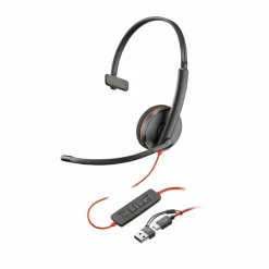Poly Blackwire 3210 Monaural USB-C Headset +USBC/A Adapter