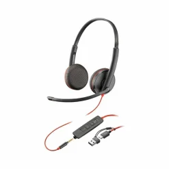 Poly Blackwire 3225 Stereo USB-C Headset + 3.5mm Plug + USB-C/A Adapter