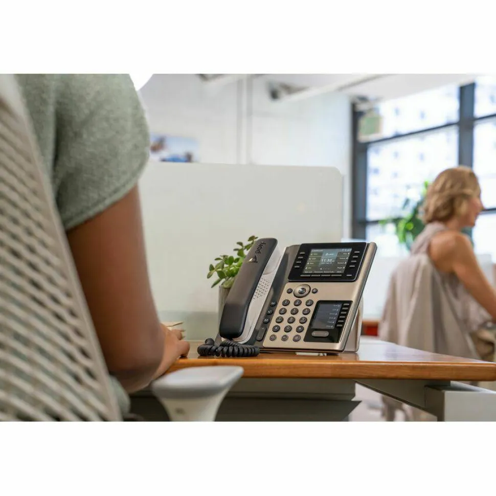 Poly Edge E450 IP Phone - Corded - Corded/Cordless - Bluetooth, NFC, Wi-Fi - 3 Multiple Conferencing - Desktop, Wall Mountable - White, Midnight Blue