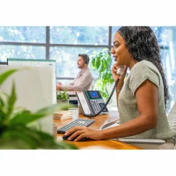 Poly Edge E450 IP Phone - Corded - Corded/Cordless - Bluetooth, NFC, Wi-Fi - 3 Multiple Conferencing - Desktop, Wall Mountable - White, Midnight Blue