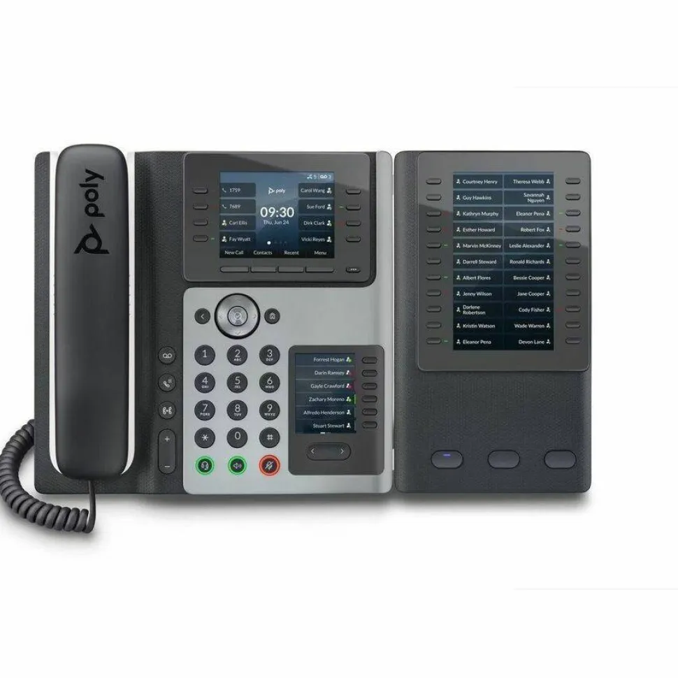 Poly Edge E450 IP Phone - Corded - Corded/Cordless - Bluetooth, NFC, Wi-Fi - 3 Multiple Conferencing - Desktop, Wall Mountable - White, Midnight Blue