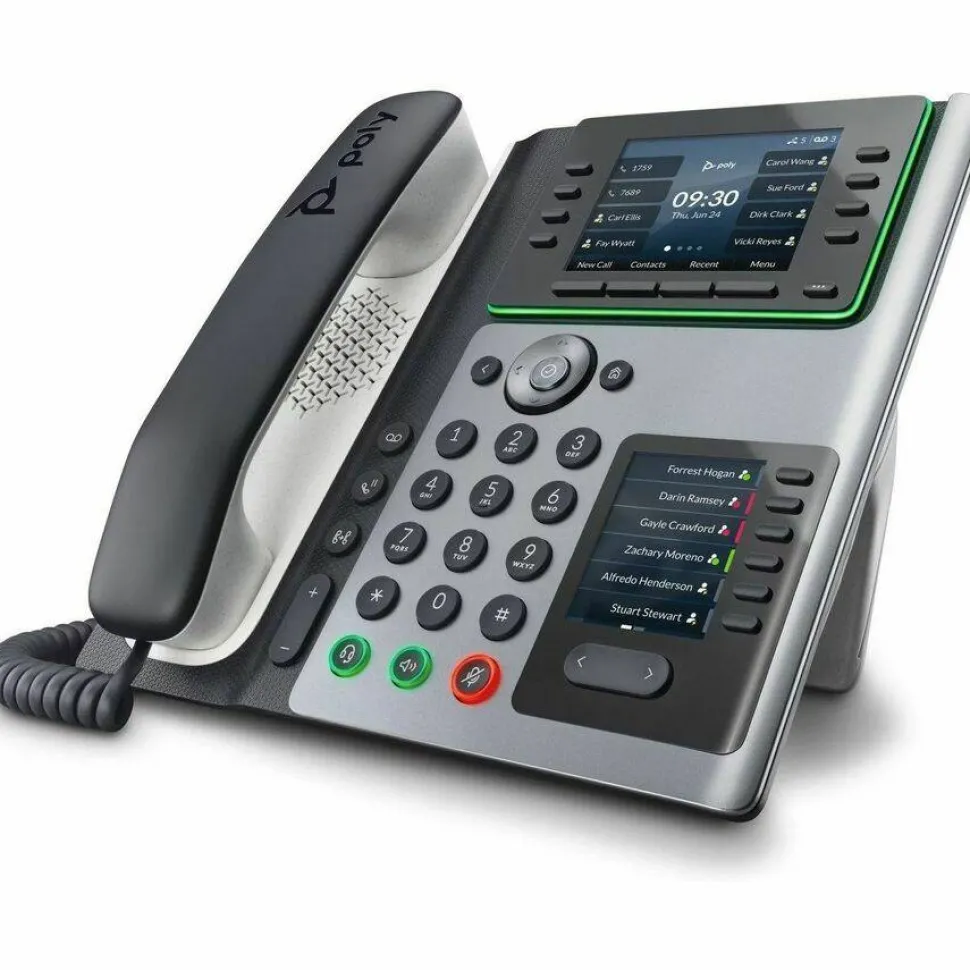 Poly Edge E450 IP Phone - Corded - Corded/Cordless - Bluetooth, NFC, Wi-Fi - 3 Multiple Conferencing - Desktop, Wall Mountable - White, Midnight Blue