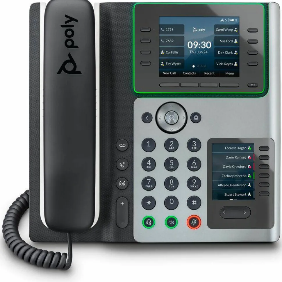Poly Edge IP Phone - Corded - Corded - Desktop - Black - TAA Compliant