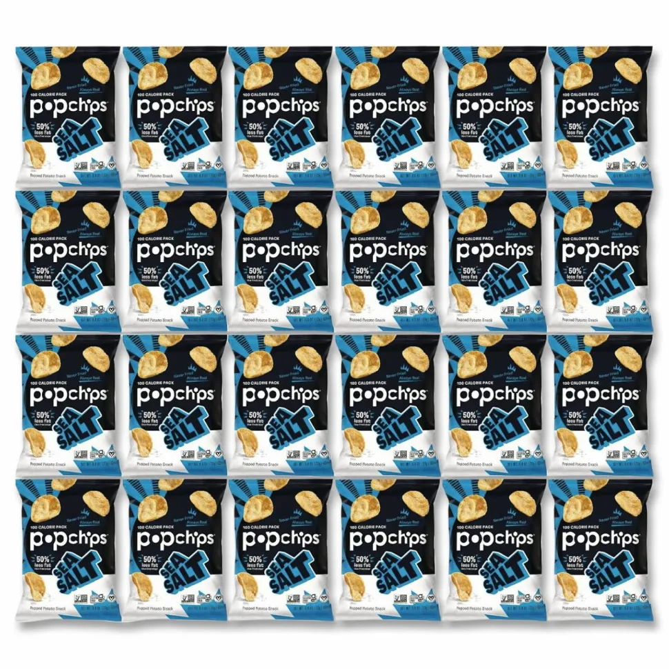 popchips Potato Chips, Sea Salt Flavor, 0.8 oz Bag, 24/Carton