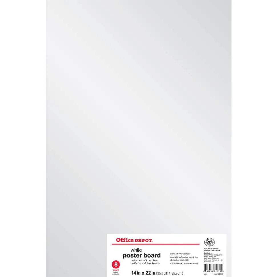 Poster Boards, 14" x 22", White, Pack Of 8