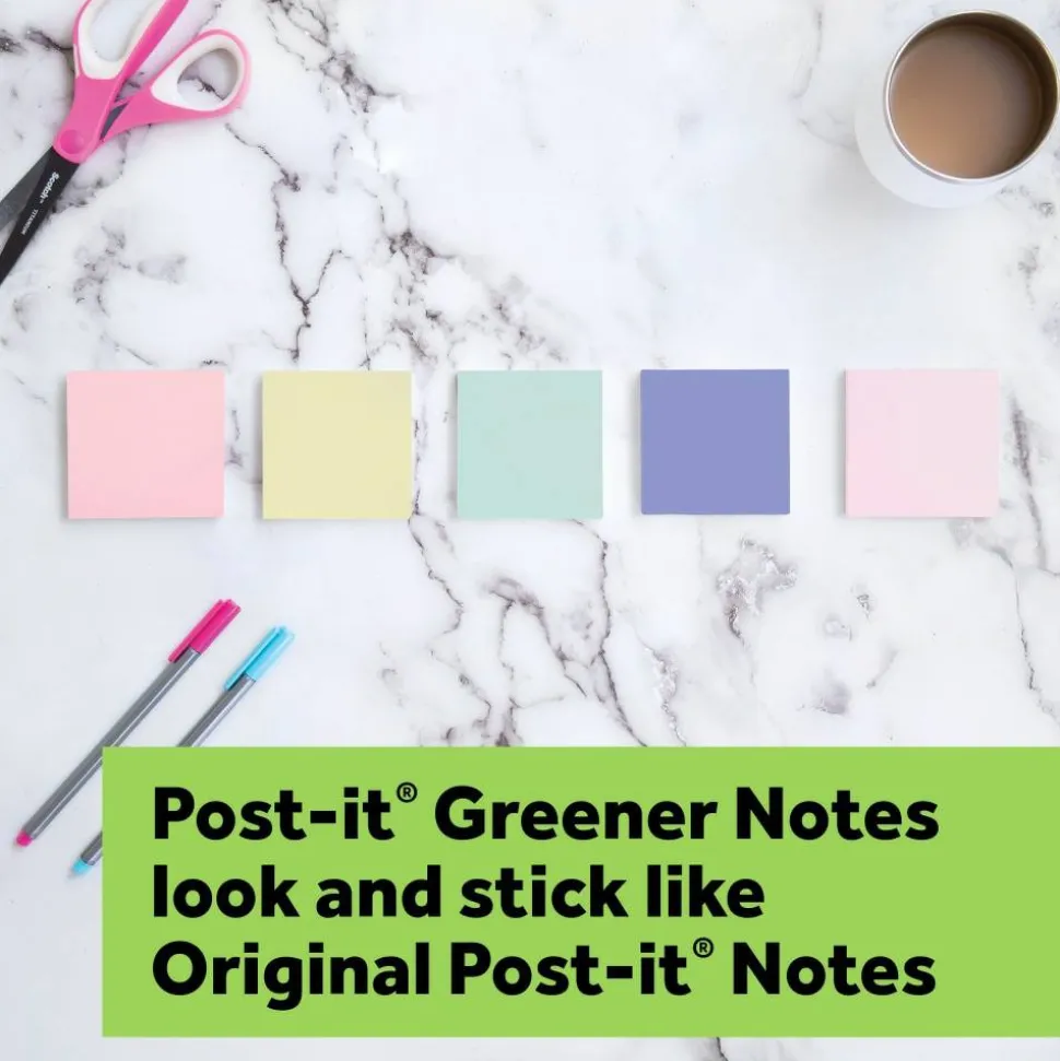 Post-it Greener 100% Recycled Paper Notes, 3 x 3 in, 24 Bulk Sticky Note Pads, 75 Sheets/Pad, School Supplies and Office Products, Sweet Sprinkles