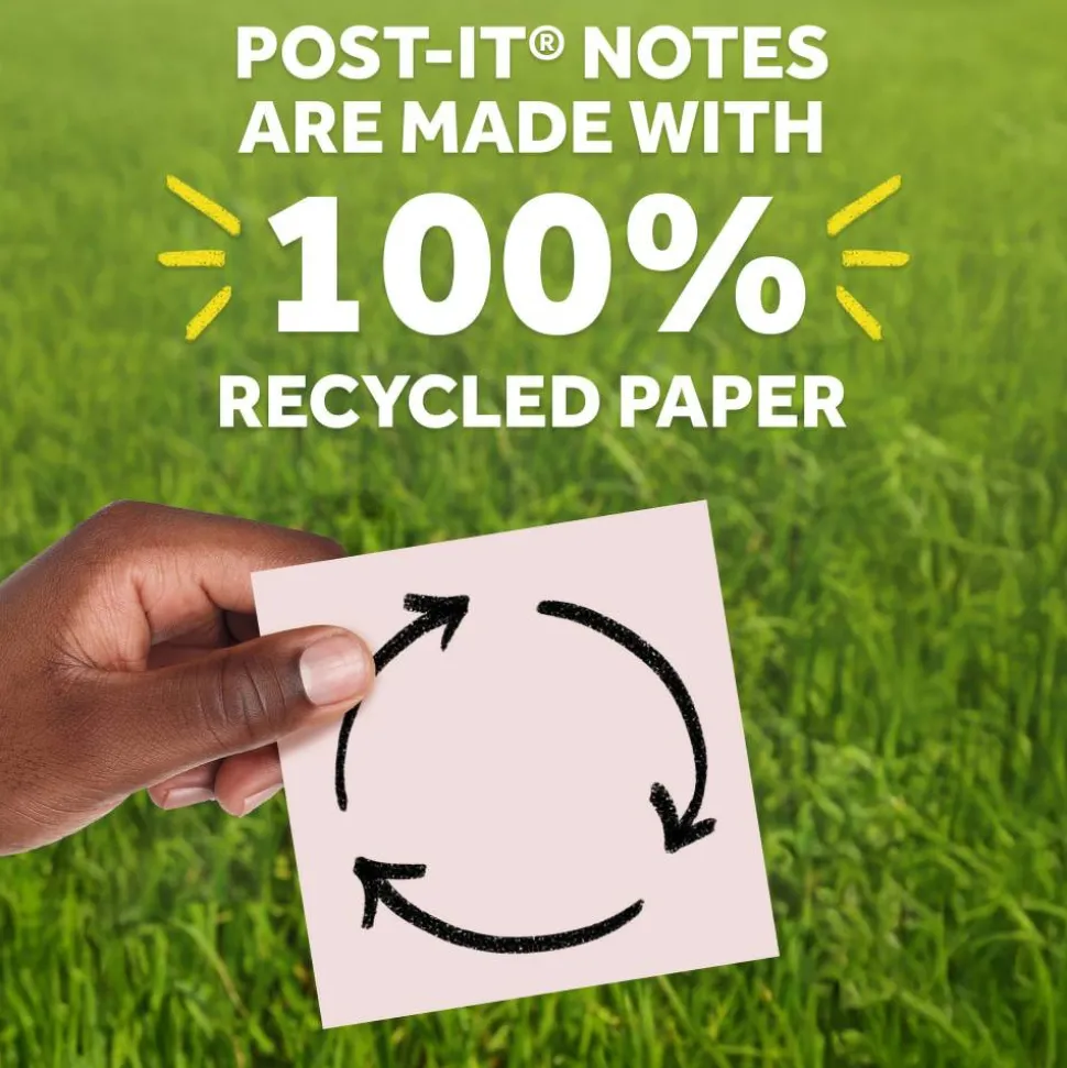 Post-it Greener 100% Recycled Paper Notes, 4 x 6 in, 5 Lined Sticky Note Pads, 100 Sheets/Pad, School Supplies and Office Products, Sweet Sprinkles
