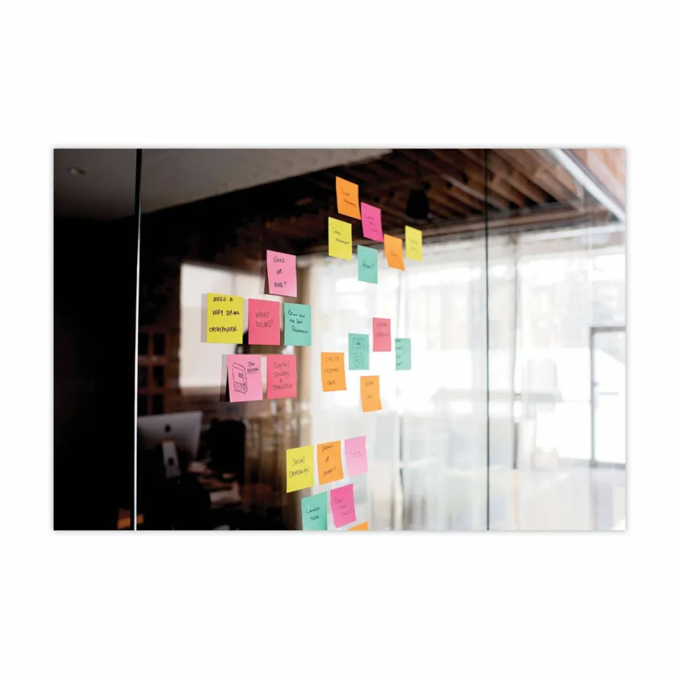 Post-it Note Dispenser, 3 x 3 in, 12 Sticky Note Pads, 90 Sheets/pad, Sticky Note Holder, Black Base, Clear Top, Classroom or Office Supplies