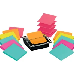 Post-it Note Dispenser, 3 x 3 in, 12 Sticky Note Pads, 90 Sheets/pad, Sticky Note Holder, Black Base, Clear Top, Classroom or Office Supplies