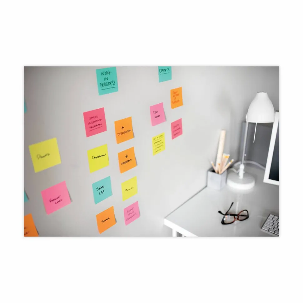 Post-it Note Dispenser, 3 x 3 in, 12 Sticky Note Pads, 90 Sheets/pad, Sticky Note Holder, Black Base, Clear Top, Classroom or Office Supplies